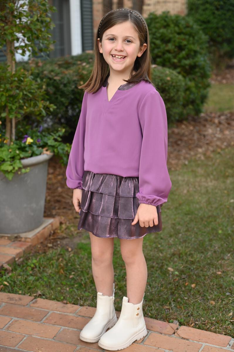 Pleat Luna Skirt in Plum Shimmer