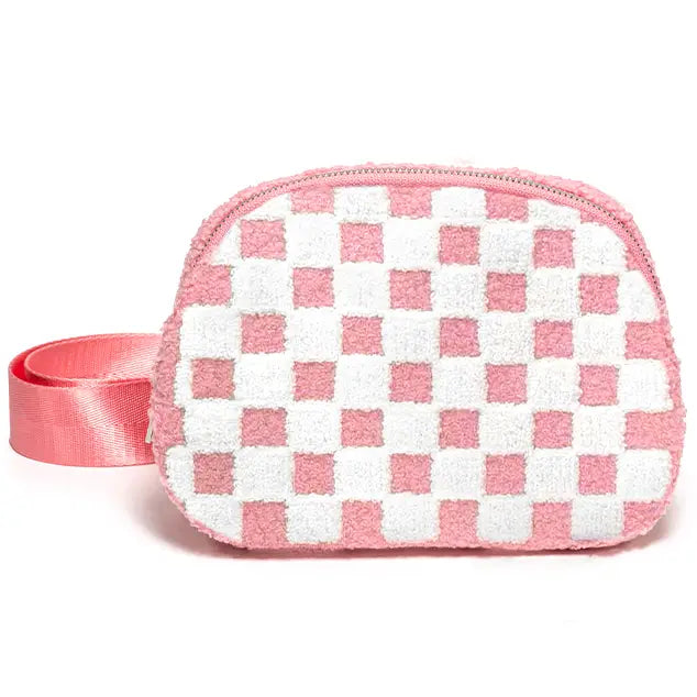 Pink Check Adjustable Belt Bag