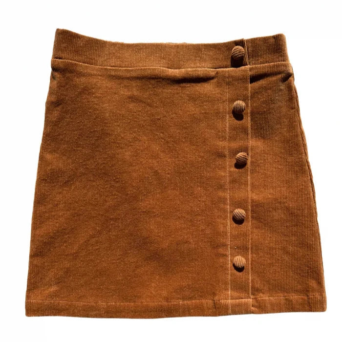 Pleat Reese Skirt in Honey Corduroy