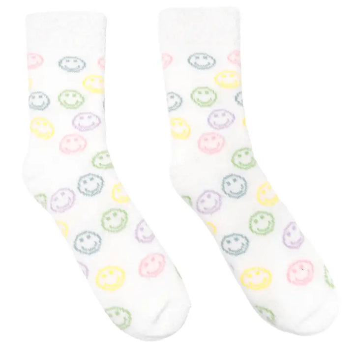 Happy Face Plush Crew Socks