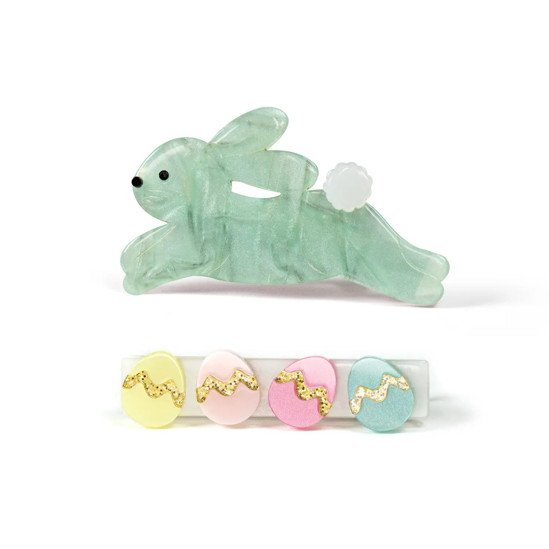 Lilies & Roses Mint Bunny + Egg Clips