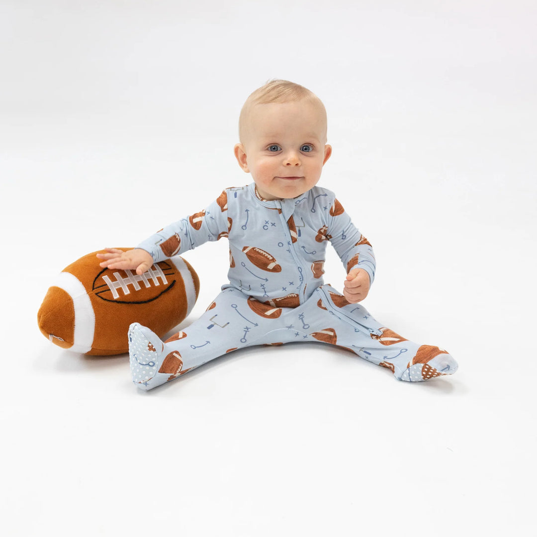 Angel Dear 2 Way Zipper Footie in Blue Football