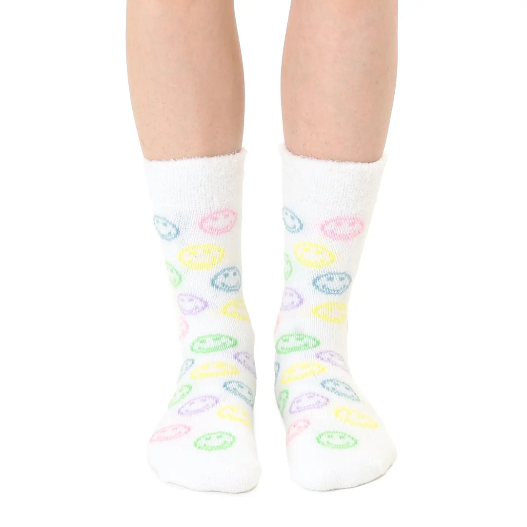 Happy Face Plush Crew Socks