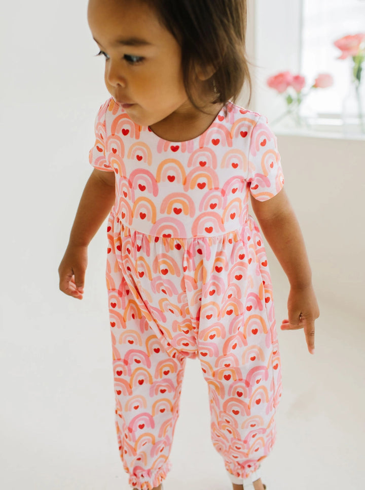 Rosie Romper in Rainbow Heart