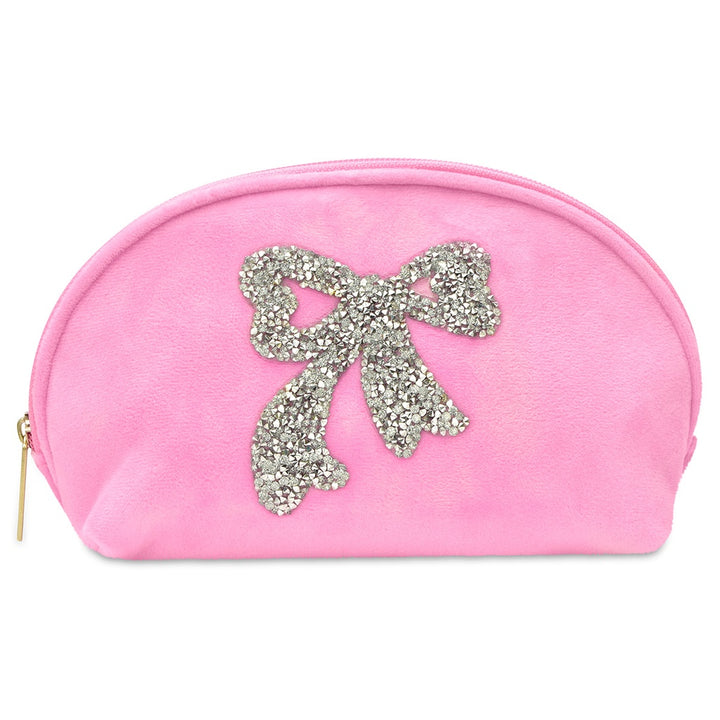 Iscream Glitter Bow Oval Cosmetic Bag