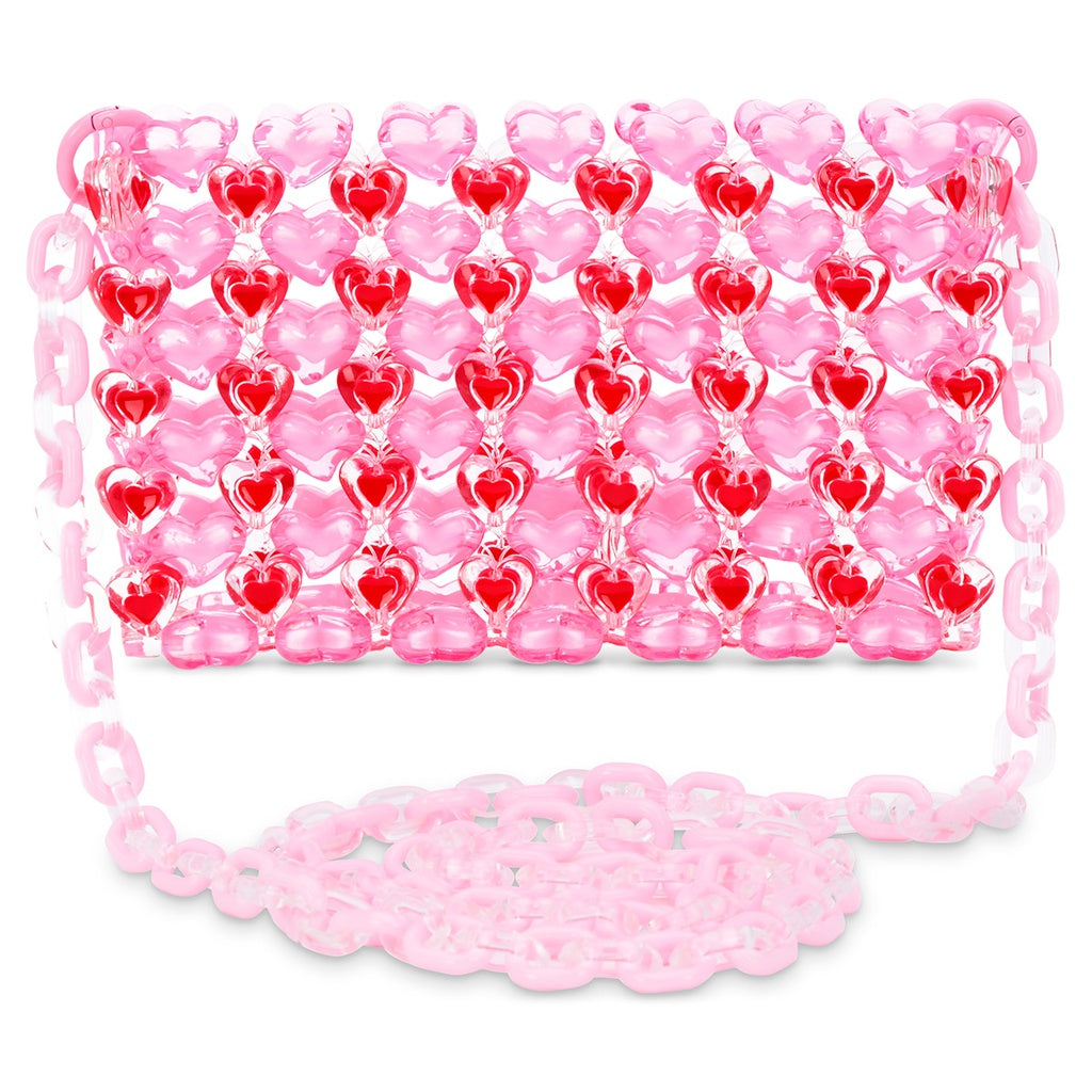 Iscream Pink Beaded Heart Crossbody