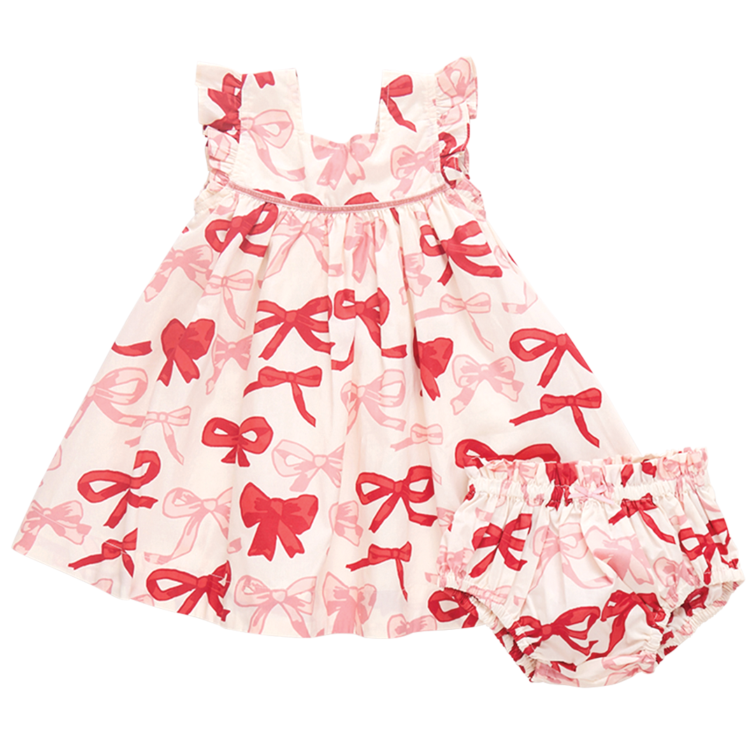 Pink Chicken Baby Camelia Dress Set in Valentine Bows