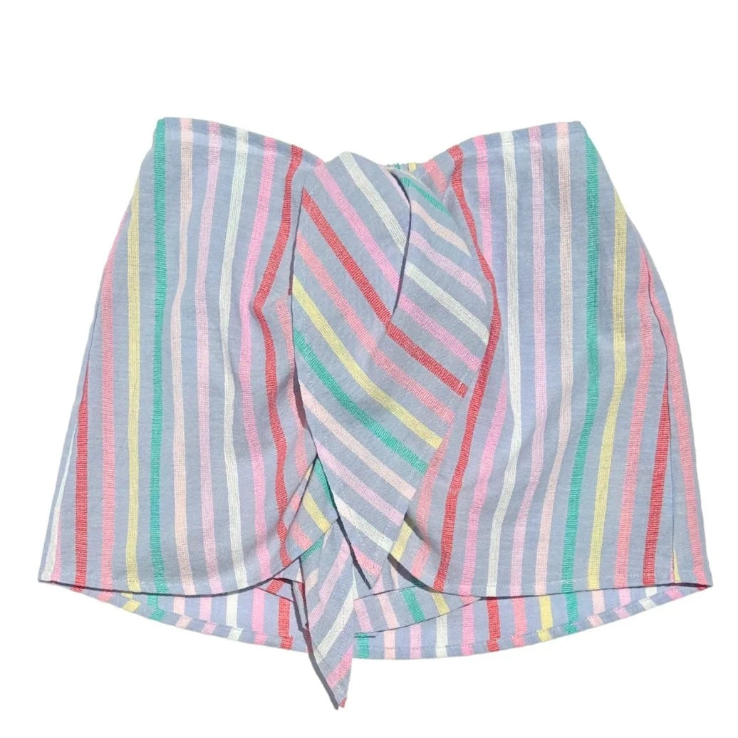 Pleat Stella Wrap Skirt in Sorbet Stripe