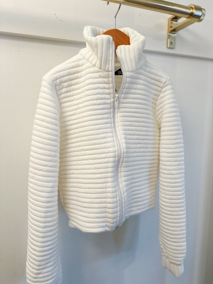 If So Ivory Full Zip Textured Jacket