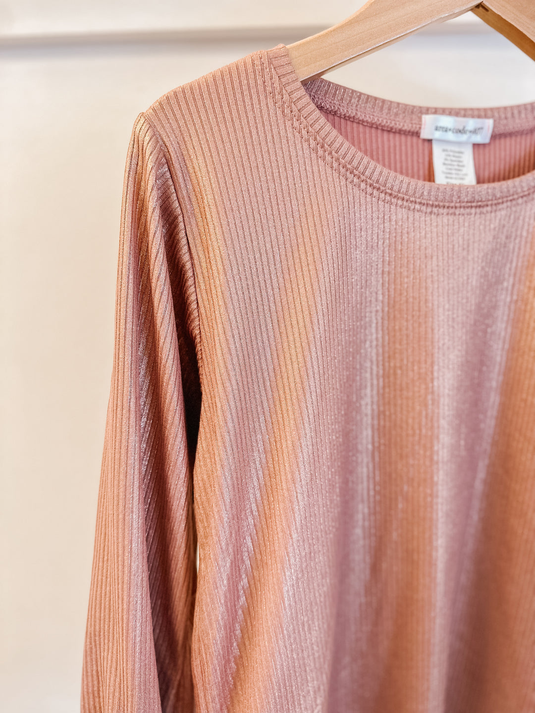 Area Code Rose Gold Malia Ribbed Top