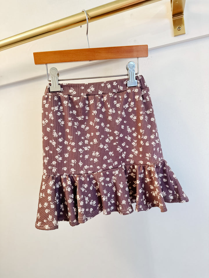 Area Code China Ribbed Floral Skirt