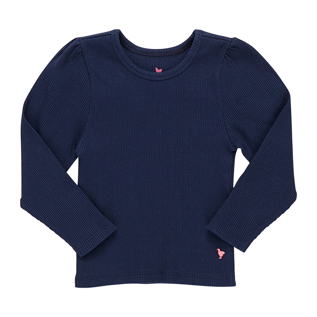 Pink Chicken Organic Camella Rib Top in Navy (sizes 2-6)