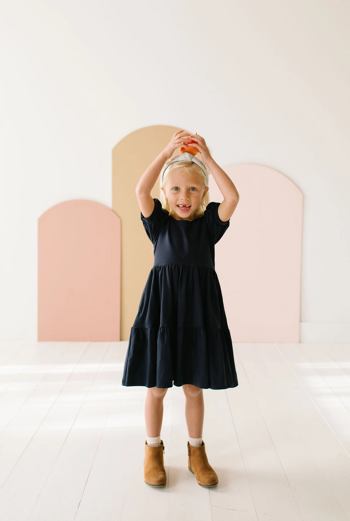 Navy Puff Dress