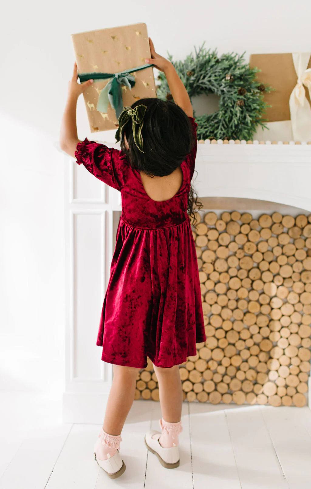 Ollie Jay Pippa Dress in Cranberry Velvet