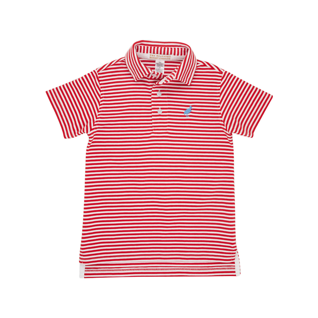 Beaufort Bonnet Prim & Proper Polo in Richmond Red Stripe