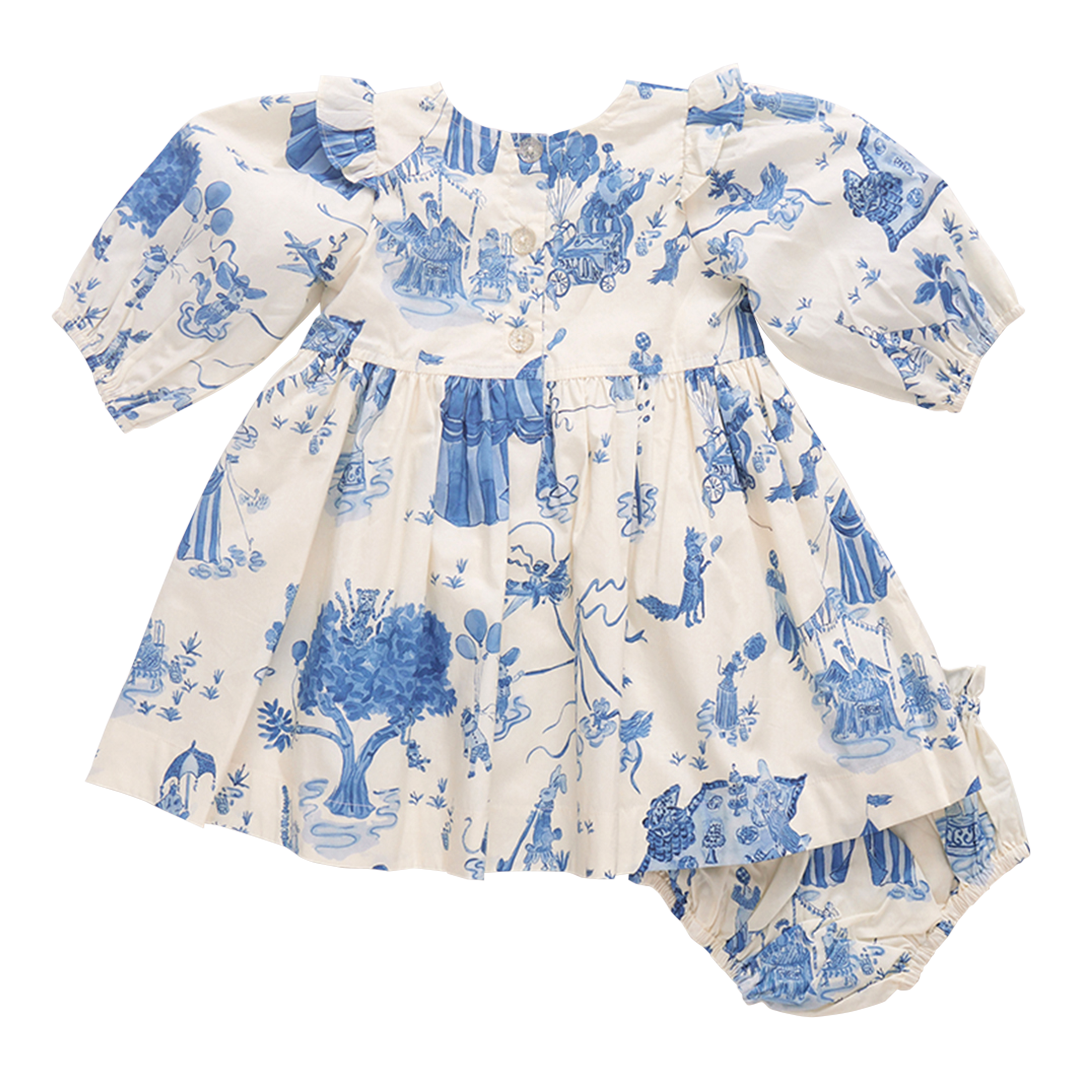 Pink Chicken Baby Brooke Dress Set in Blue Circus