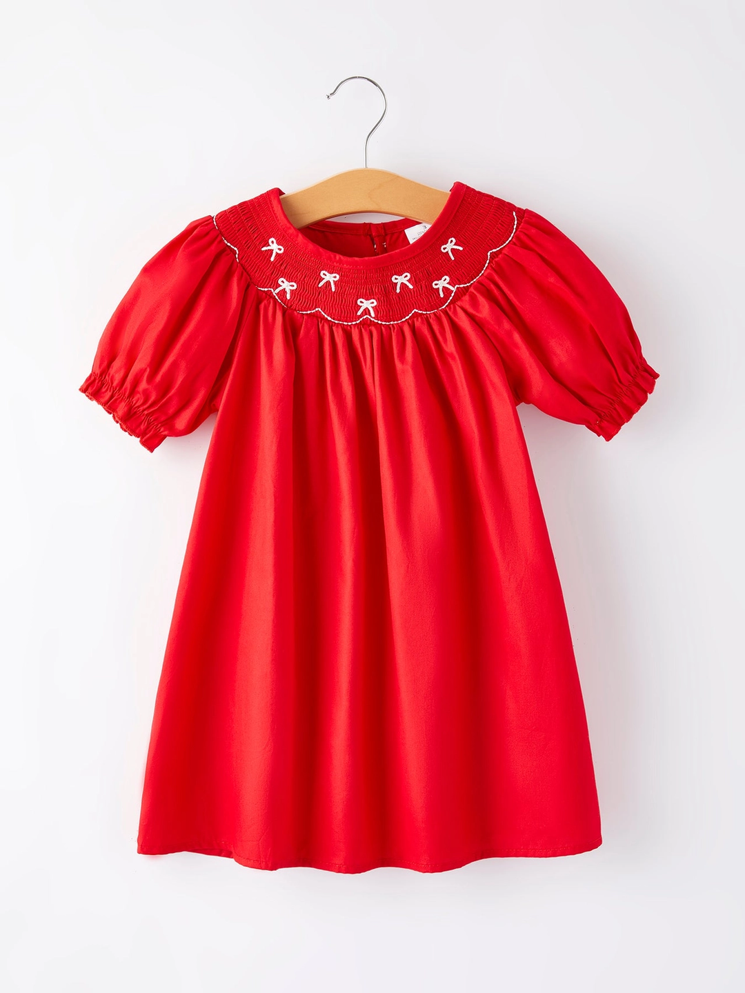 Bow Smocked Dress in Red