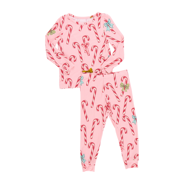 Pink Chicken Bamboo Pajama Set in Candy Cane Lane (sizes 7-10)