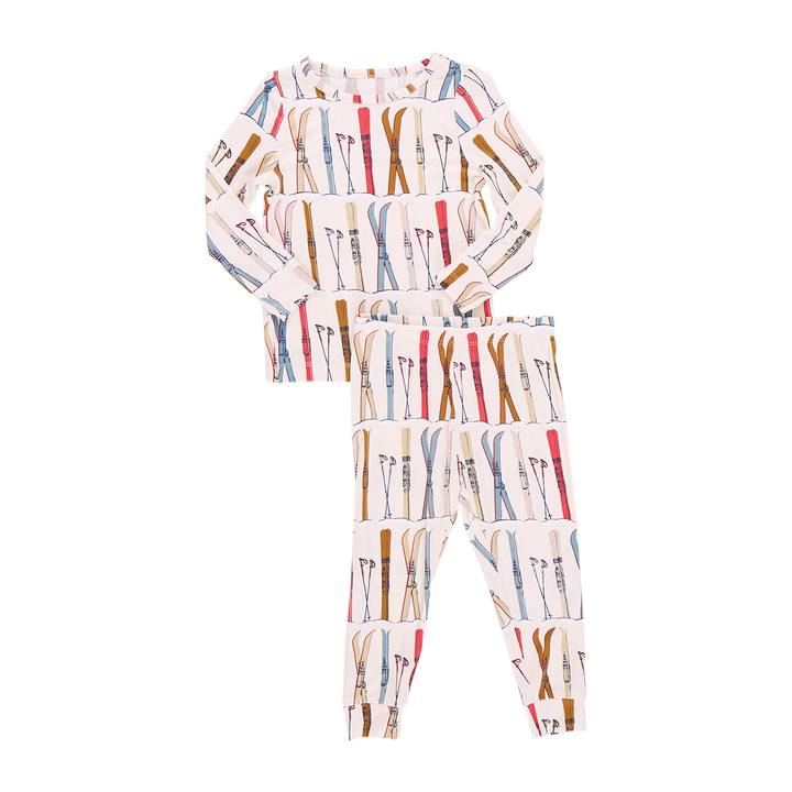 Pink Chicken Bamboo Pajama Set in Multi Skis (sizes 2-6)