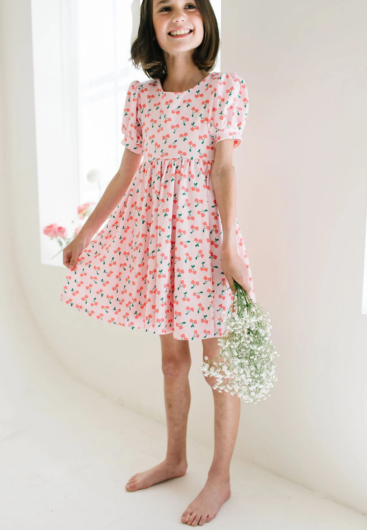 Puff Twirl Dress in Cherries