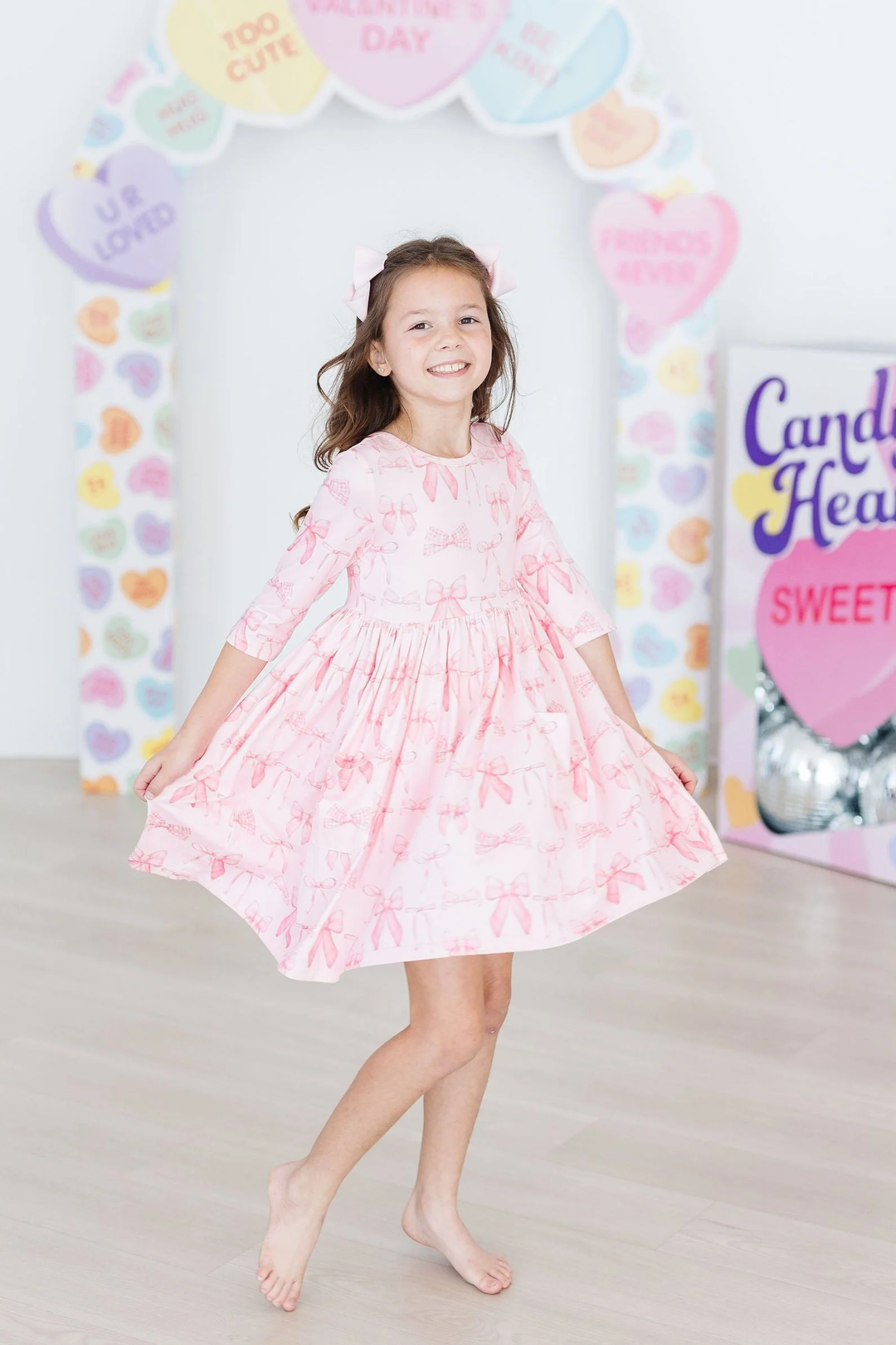 Mila & Rose Blush Bow Pocket Twirl Dress