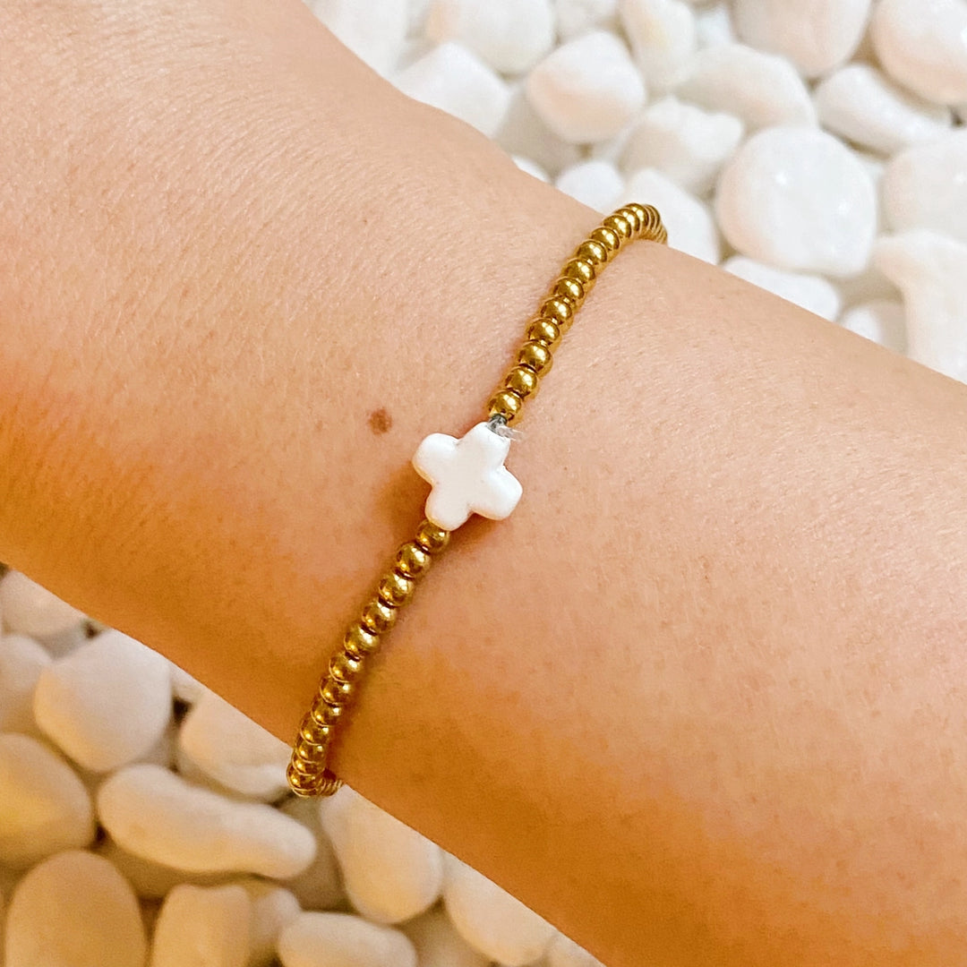 White Very Blessed Cross Bracelet