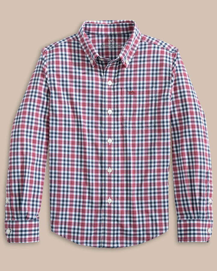 Southern Tide Haywood Plaid Sportshirt in Mineral Red