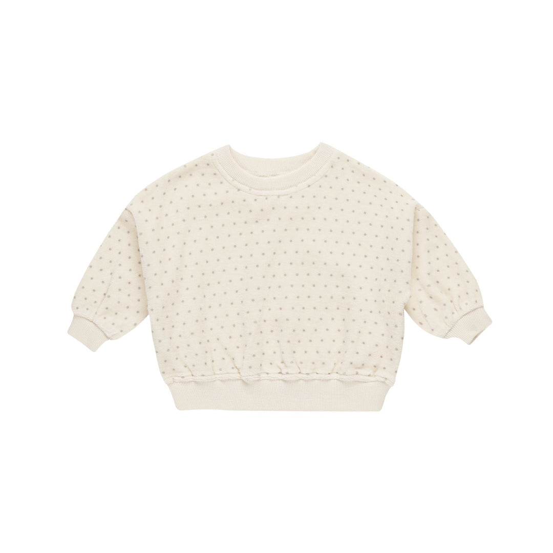 Quincy Mae Velour Sweatshirt in Natural Polka Dot