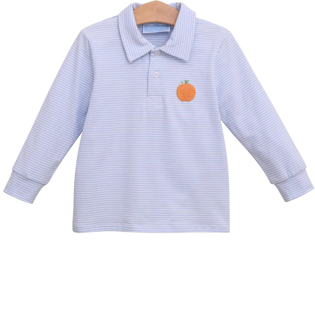 Trotter Street Kids Pumpkin Patch Long Sleeve Polo