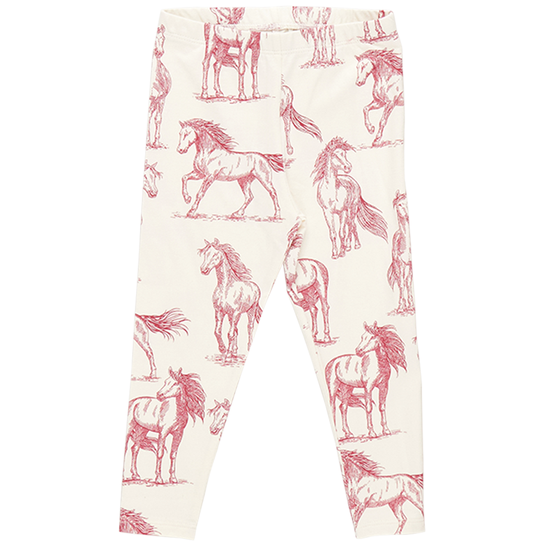 Pink Chicken Organic Leggings in Vintage Rose Horses (sizes 2-6)