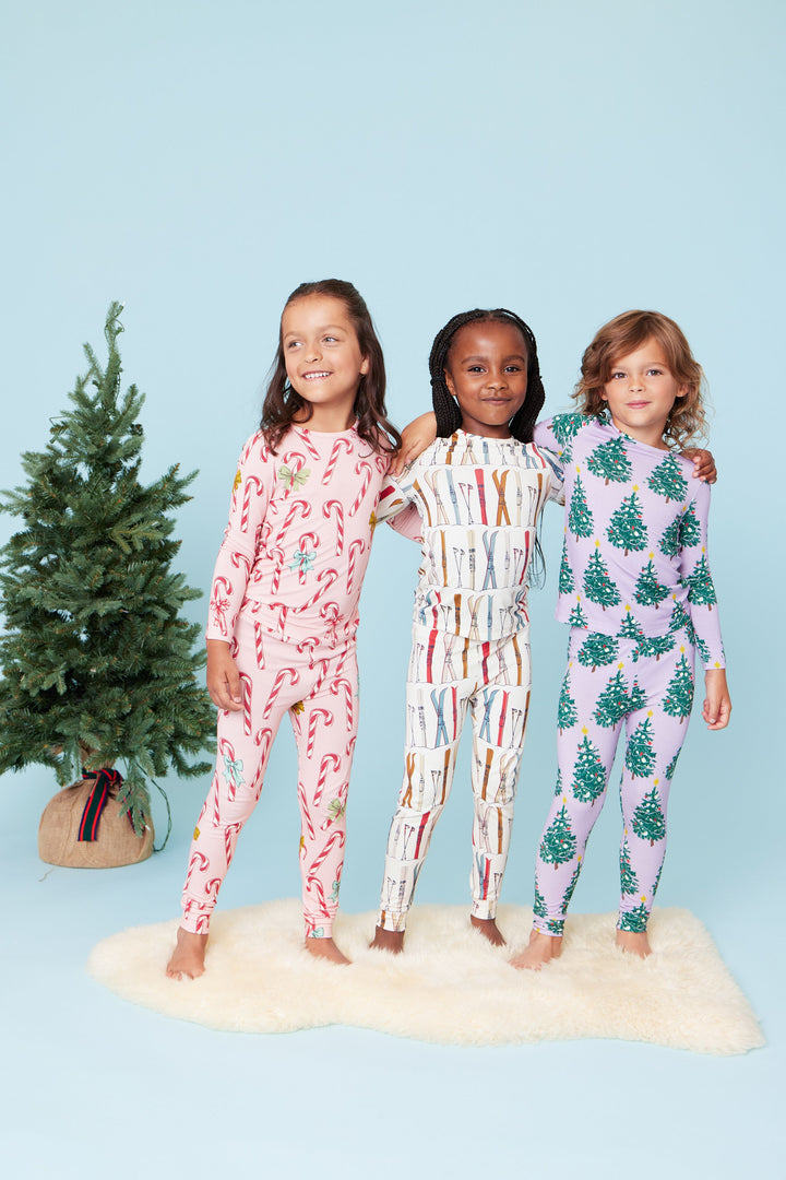 Pink Chicken Bamboo Pajama Set in Candy Cane Lane (sizes 7-10)