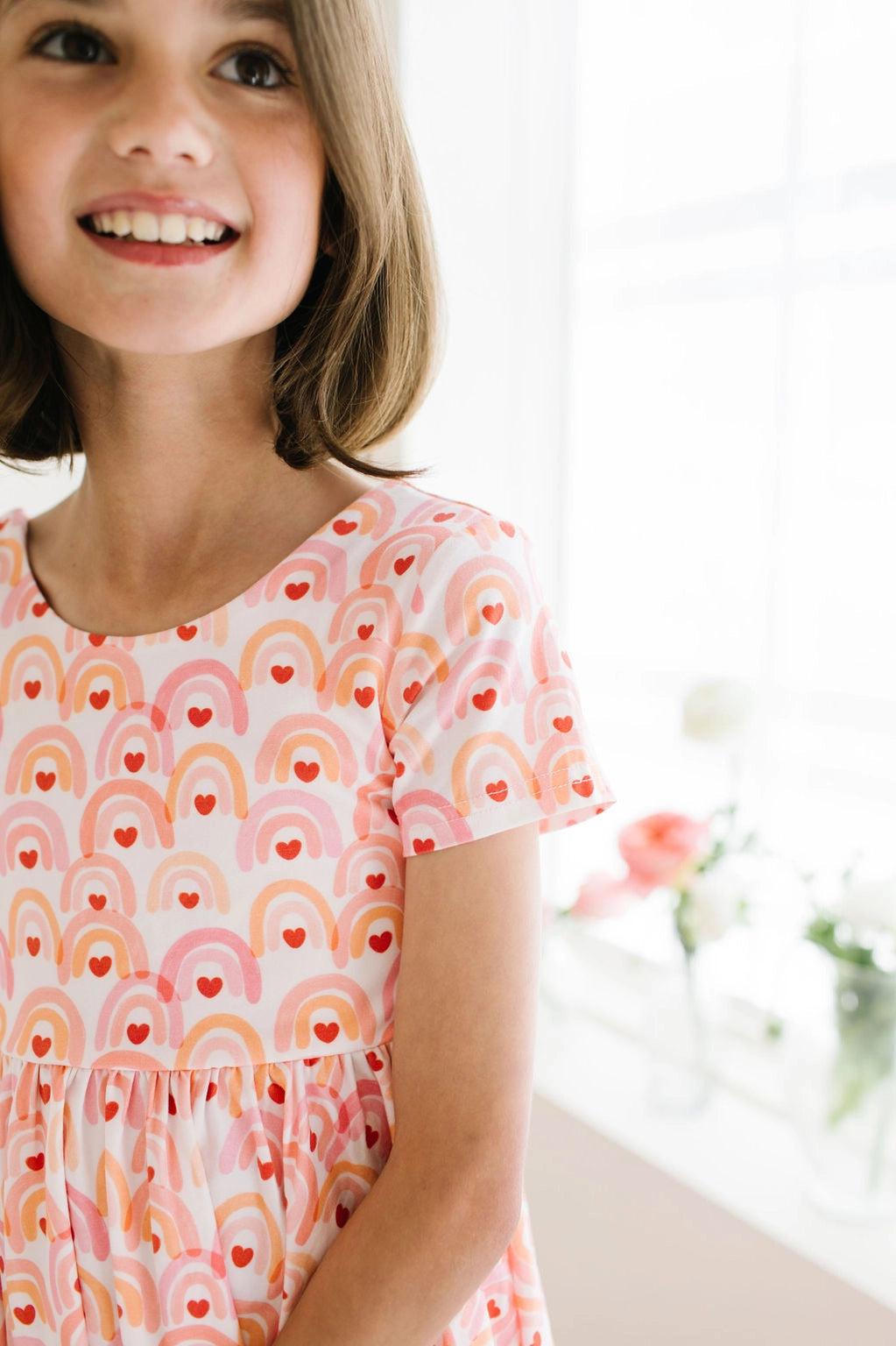 Classic Twirl Dress in Rainbow Heart