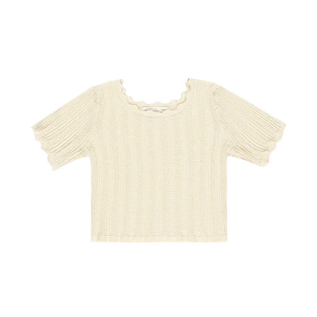 Rylee & Cru Scallop Tee in Natural